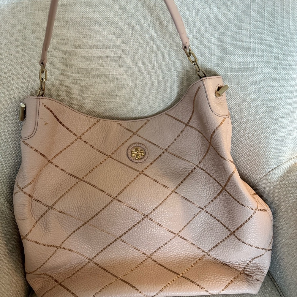 Tory Burch Pink Quilted Hobo Bag